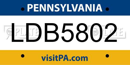 LDB5802 Pennsylvania License Plate