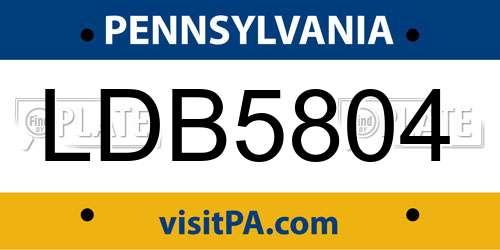 LDB5804 Pennsylvania License Plate