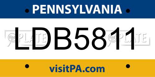 LDB5811 Pennsylvania License Plate