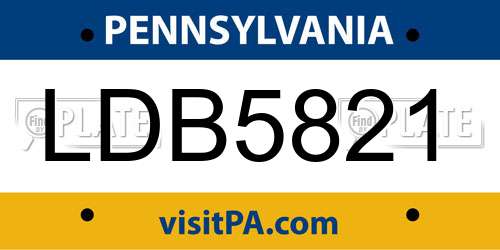 LDB5821 Pennsylvania License Plate