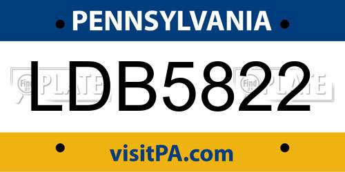 LDB5822 Pennsylvania License Plate