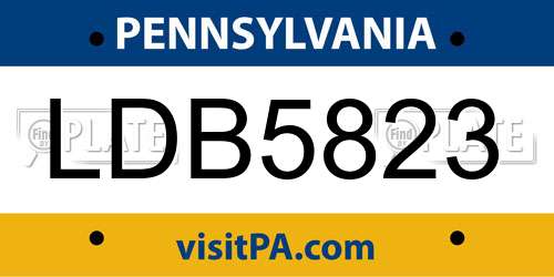 LDB5823 Pennsylvania License Plate