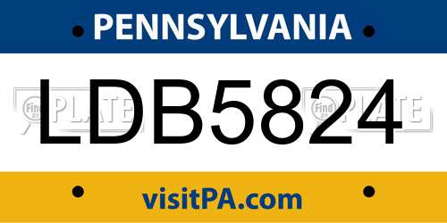 LDB5824 Pennsylvania License Plate