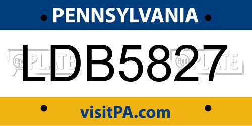 LDB5827 Pennsylvania License Plate