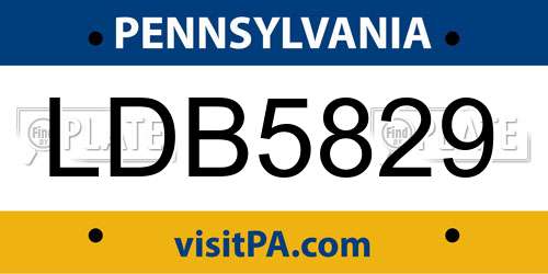 LDB5829 Pennsylvania License Plate