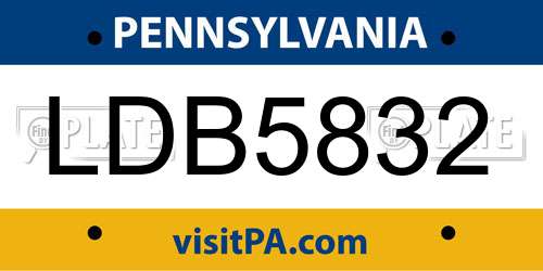 LDB5832 Pennsylvania License Plate