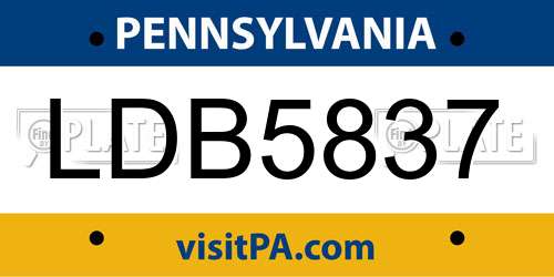 LDB5837 Pennsylvania License Plate