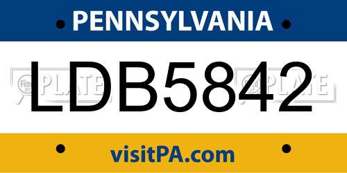 LDB5842 Pennsylvania License Plate