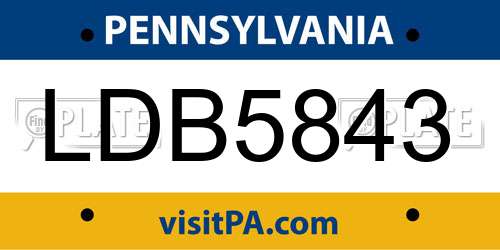 LDB5843 Pennsylvania License Plate