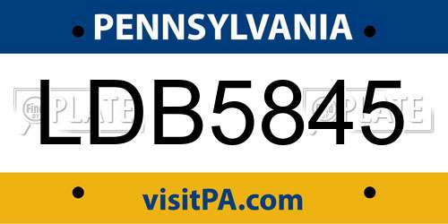 LDB5845 Pennsylvania License Plate