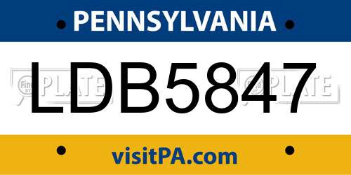 LDB5847 Pennsylvania License Plate