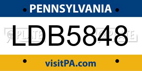 LDB5848 Pennsylvania License Plate