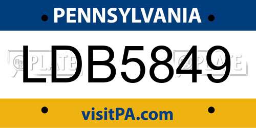 LDB5849 Pennsylvania License Plate