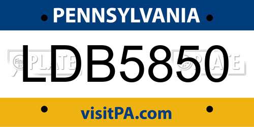 LDB5850 Pennsylvania License Plate