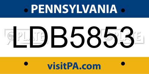 LDB5853 Pennsylvania License Plate