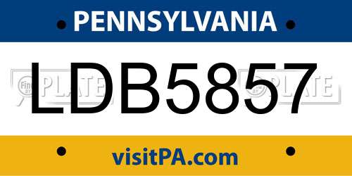 LDB5857 Pennsylvania License Plate