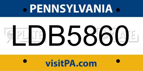 LDB5860 Pennsylvania License Plate