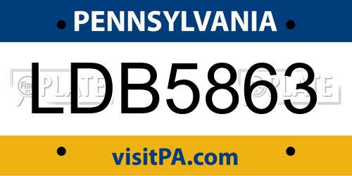LDB5863 Pennsylvania License Plate