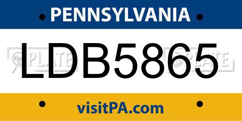 LDB5865 Pennsylvania License Plate