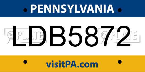 LDB5872 Pennsylvania License Plate