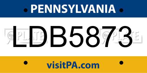 LDB5873 Pennsylvania License Plate