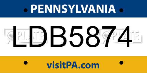 LDB5874 Pennsylvania License Plate