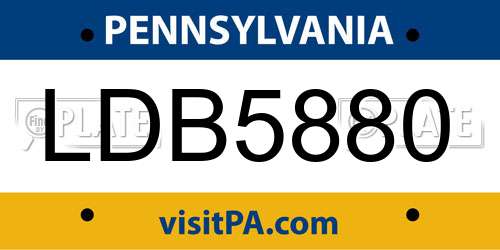 LDB5880 Pennsylvania License Plate