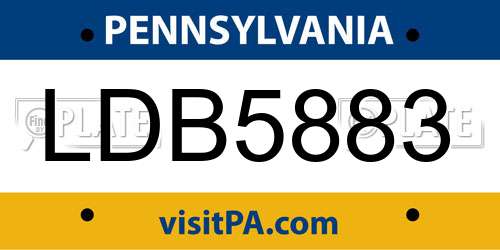LDB5883 Pennsylvania License Plate