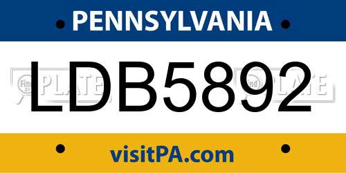 LDB5892 Pennsylvania License Plate