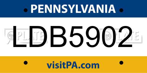 LDB5902 Pennsylvania License Plate