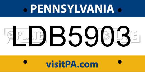 LDB5903 Pennsylvania License Plate
