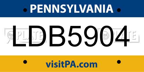 LDB5904 Pennsylvania License Plate