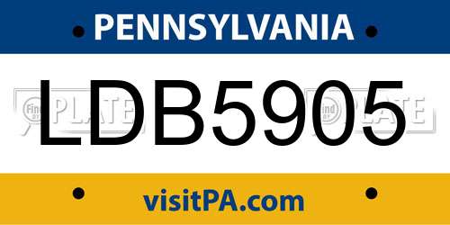 LDB5905 Pennsylvania License Plate