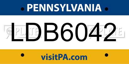 LDB6042 Pennsylvania License Plate
