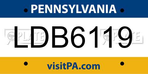 LDB6119 Pennsylvania License Plate