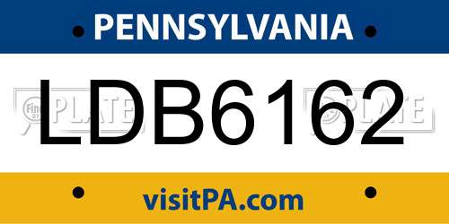 LDB6162 Pennsylvania License Plate