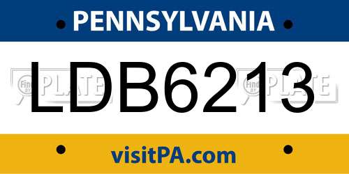 LDB6213 Pennsylvania License Plate