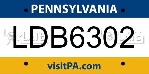 LDB6302 Pennsylvania License Plate