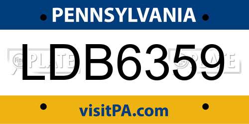LDB6359 Pennsylvania License Plate