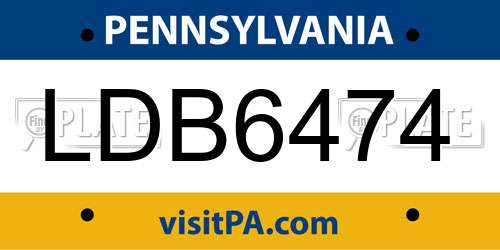 LDB6474 Pennsylvania License Plate