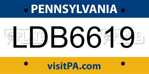 LDB6619 Pennsylvania License Plate