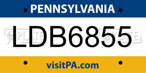 LDB6855 Pennsylvania License Plate