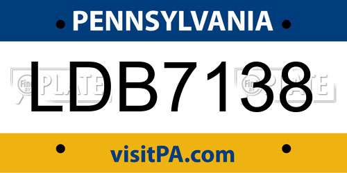 LDB7138 Pennsylvania License Plate