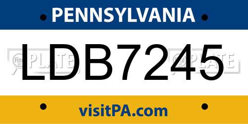 LDB7245 Pennsylvania License Plate