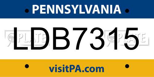 LDB7315 Pennsylvania License Plate