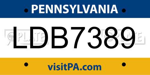 LDB7389 Pennsylvania License Plate