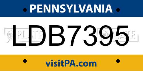 LDB7395 Pennsylvania License Plate