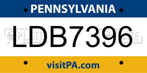 LDB7396 Pennsylvania License Plate