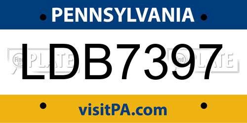 LDB7397 Pennsylvania License Plate