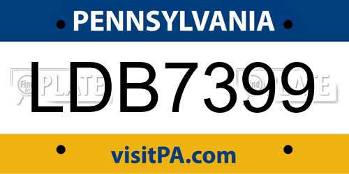 LDB7399 Pennsylvania License Plate